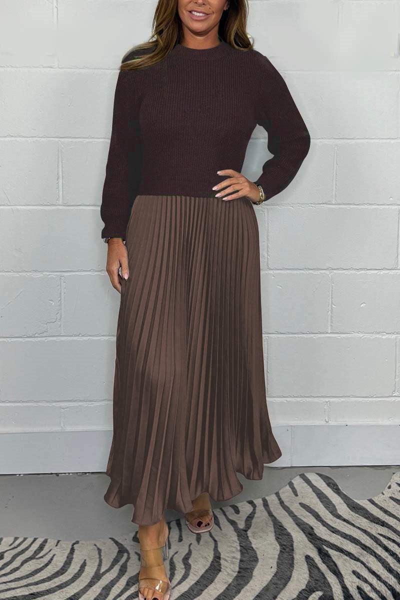 Emilia | Lange Strickjacke mit Faltenrock für Damen