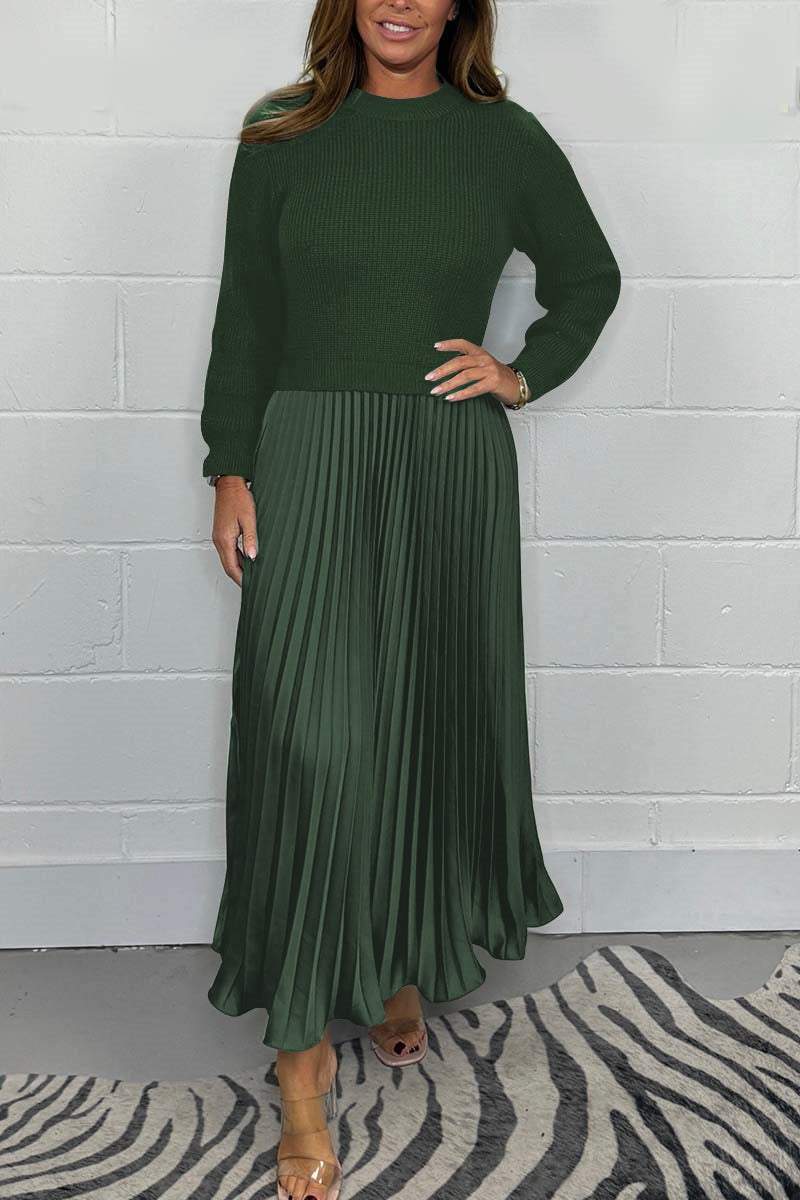 Emilia | Lange Strickjacke mit Faltenrock für Damen
