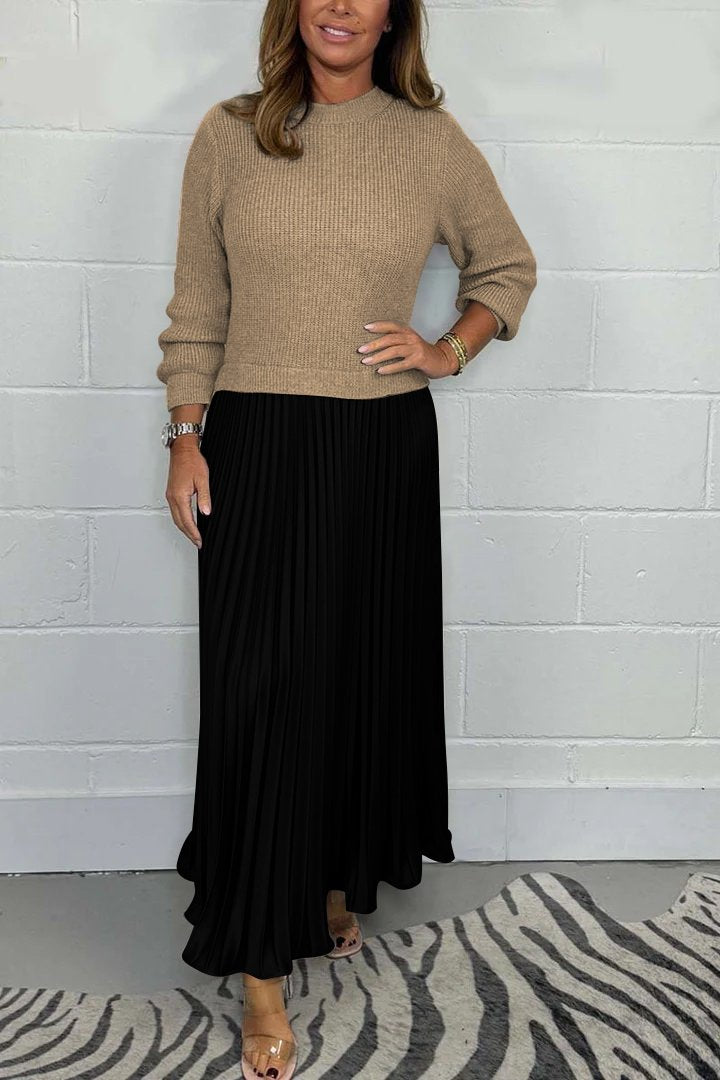 Emilia | Lange Strickjacke mit Faltenrock für Damen