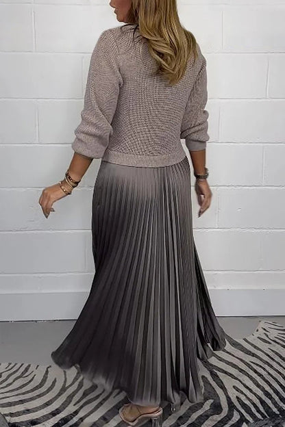 Emilia | Lange Strickjacke mit Faltenrock für Damen