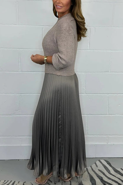 Emilia | Lange Strickjacke mit Faltenrock für Damen